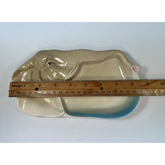 Vintage Fitz and Floyd Ceramic Elephant Trinket Dish Vanity Tray  From 1976 - 9” - Picture 12 of 12